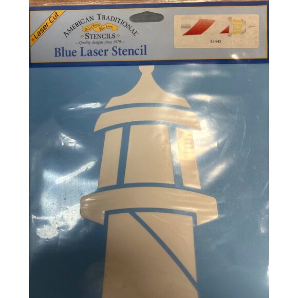 American Traditional Blue Laser Lighthouse Stencil 21" Durable Reusable Template - Picture 2 of 4